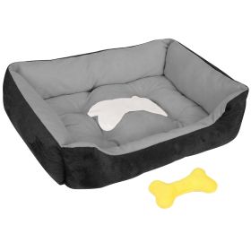 Pet Dog Bed Soft Warm Fleece Puppy Cat Bed Dog Cozy Nest Sofa Bed Cushion Mat XXL Size (Color: BLACK, size: XXL)