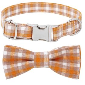 Plaid Dog Collar with Bow Pet Gift Adjustable Soft and Comfy Bowtie Collars for Small Medium Large Dogs (Colour: Style 2, size: L 3.0x60cm)