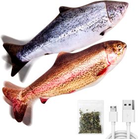 TOOGE 2 Pack 11" Floppy Fish Cat Toys with SilverVine and Catnip for Indoor Cats for Small Dogs Interactive Automatic Flopping Fish Cat Kicker Toys fo (Pattern Name: Trout)