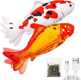 TOOGE 2 Pack 11" Floppy Fish Cat Toys with SilverVine and Catnip for Indoor Cats for Small Dogs Interactive Automatic Flopping Fish Cat Kicker Toys fo (Pattern Name: Koi)
