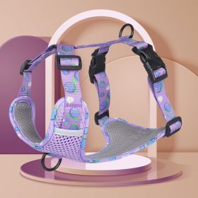 dog Harnesses; New style dog chest strap vest type big dog chest strap explosion-proof flush walking dog rope reflective pet traction rope (Specification (L * W): S, Colour: purple)