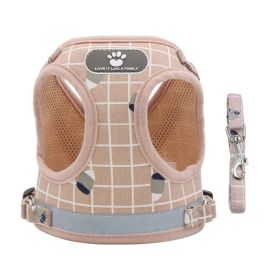 Dog Harnesses and dog leash set; New Pet Towing Rope Vest Dog Chest Strap Breathable Reflective Small Dog Towing Rope Pet Supplies (Specification (L * W): XS, Colour: Powder lattice)