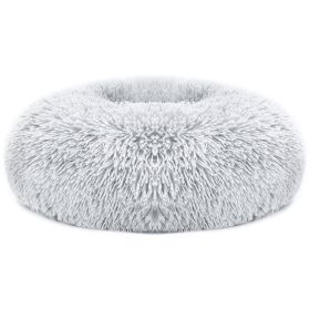 Pet Dog Bed Soft Warm Fleece Puppy Cat Bed Dog Cozy Nest Sofa Bed Cushion L Size (Color: GRAY, size: L)