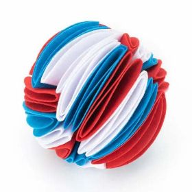 Foldable Dog Snuffle Ball Dog Training Toys Increase IQ (Color: White red blue, size: L)